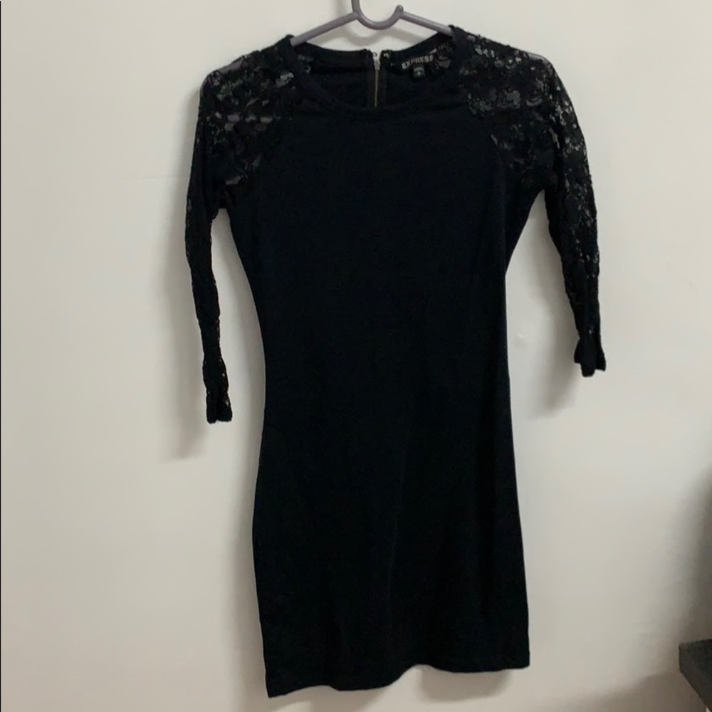 Black lace sleeve bodycon dress